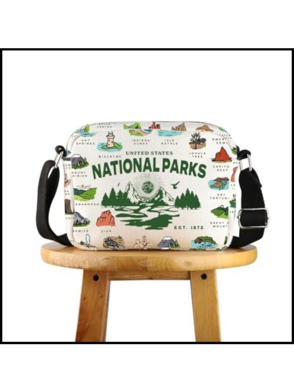 National Parks Crossbody Bag Cotton Linen Travel Hiking Gift